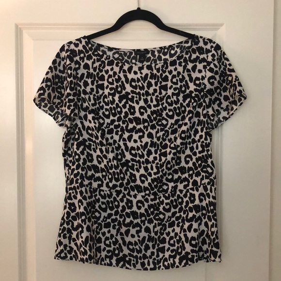 Black and white leopard print polyester top - Picture 1 of 2